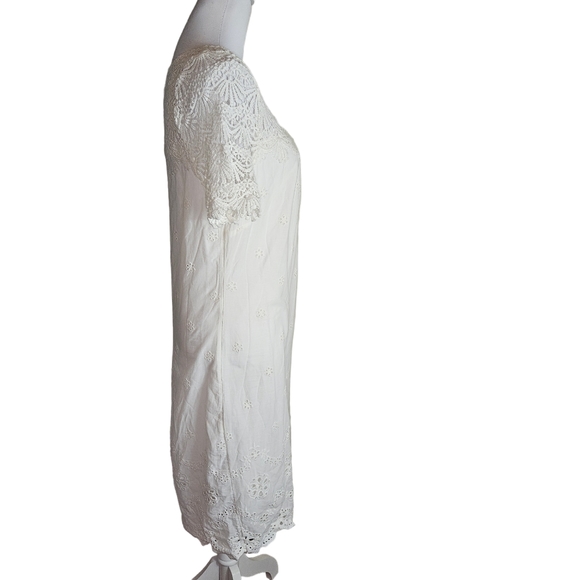 Sundance Imperial Ivory Eyelet Shift Dress Size Small 100% Cotton Lined READ - Picture 5 of 16